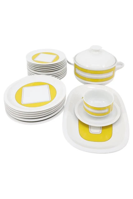 Servicio de comida SCHUMANN ARZBERG blanco porcelana patrón gráfico