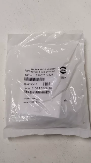 Harting 21032812405 HARAX M12-L Shielded Female 4 Pole Dcoded Circular Connector