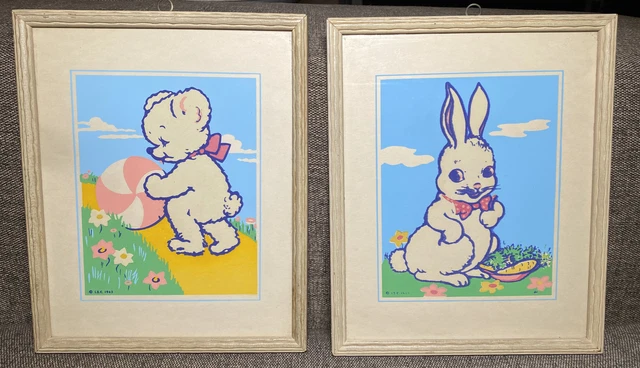 Vintage Baby Glow In Dark Magic Picture Nursery Rabbit Bear 40’s USA