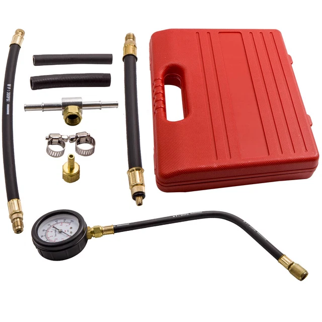 FUEL PUMP INJECTOR Tester Pressure Gauge Gasoline Clamps Diagnostic