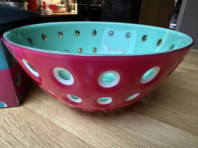 Guzzini Le Murrine Plastic 25cm Serving Bowl Food/Salad Container Magenta & Mint