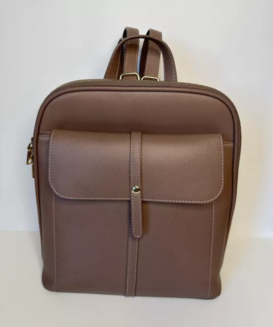 Miztique Backpack Purse Women Shoulder Bag Vegan Leather Pu Taupe Handbag EXC