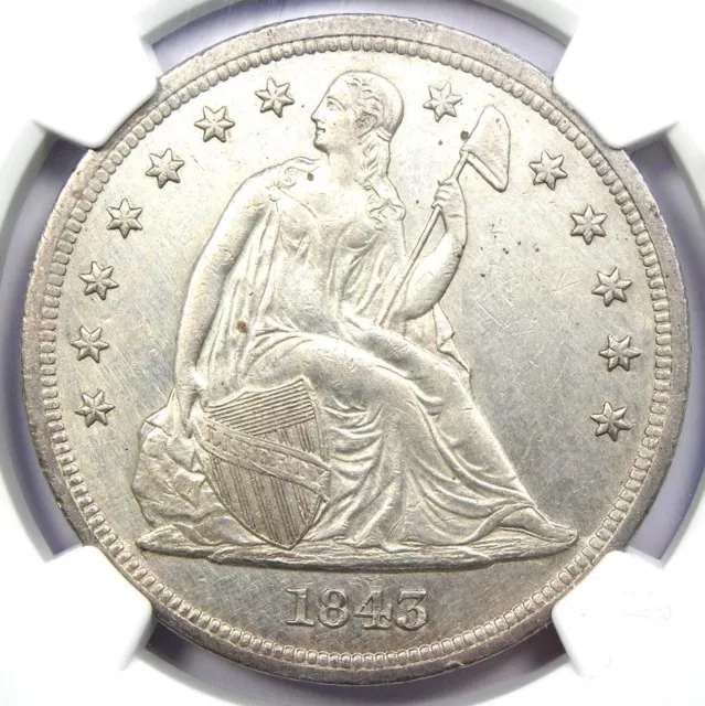 1843 Seated Liberty Silver Dollar $1 - NGC Uncirculated Detail (UNC MS) - Rare