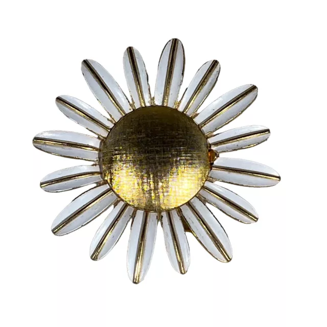 Vintage Avon Gold Tone Enamel Daisy Flower Perfume Glace Brooch Pin