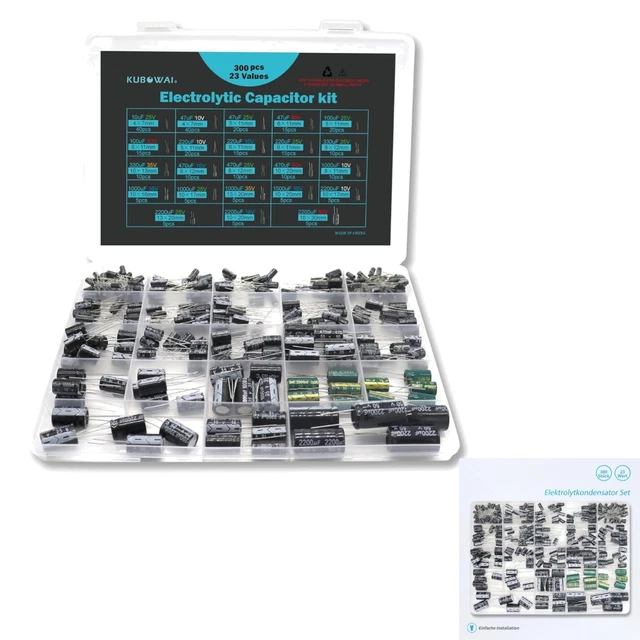 AUKENIEN Elektrolytkondensator-Sortiment – 24 Werte, 670 Stück, 0,1 µF Bis 1000 µF, 10/16/25/50 V, Für Reparaturen & Prototyping