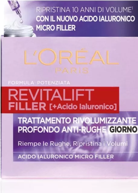 L'oreal Revitalift Filler Crema Viso Antirughe Giorno Acido Ialuronico 50ml