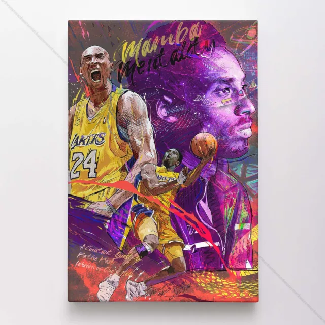 Kobe Bryant Poster Canvas LA Lakers NBA Basketball Black Mamba Art Print #3016