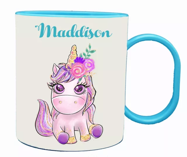 Personalised Unicorn Cup Kids Children Girl Plastic Mug Birthday Christmas Gift