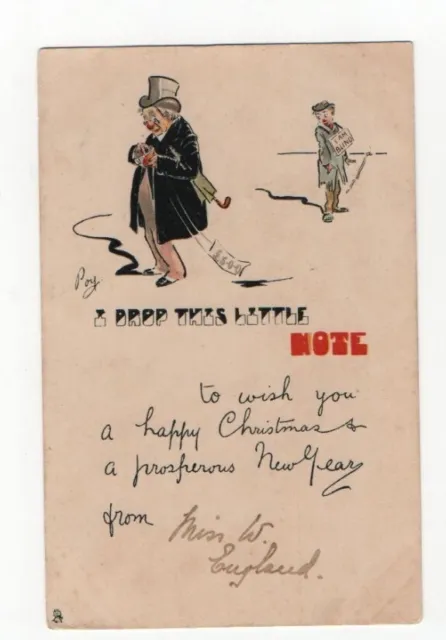 Early Tucks postcard ' Christmas' series 8154 artist POY ' I drop this ... ''