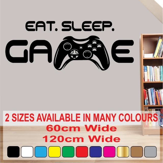 Adesivo da parete Eat Sleep Game Vinile Arte Ragazzi Ragazze Camera da Letto Gioco Decalcomanie Giocatore