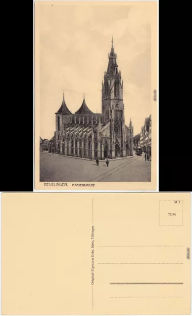 Reutlingen Straßenpartie an der Marienkirche Ansichtskarte 1916