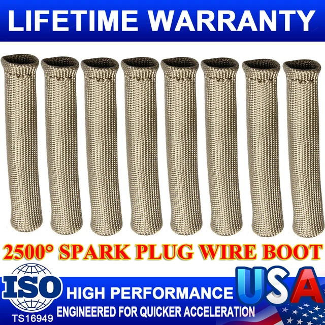 8X 2500° Spark Plug Wire Boot Protector Sleeve Heat Shield Cover LS1/2 Titanium