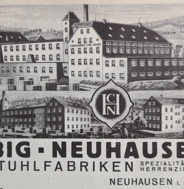 Alte Rechnung Neuhausen Erzgebirge Möbel Stuhlfabriken Carl Helbig Ca 1930