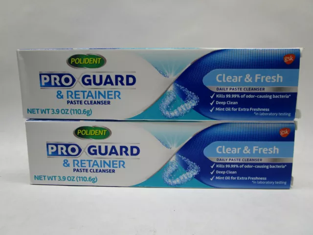 Polident Pro-Guard & Retainer Clear & Fresh Daily Paste Cleanser 3.9oz EA -2PACK