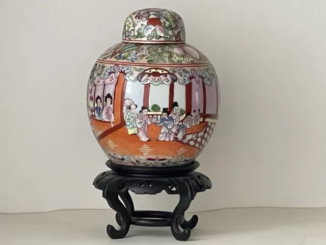 Fabulous Antique Hand Crafted Enamelled Porcelain Family Rose  Large Ginger Jar