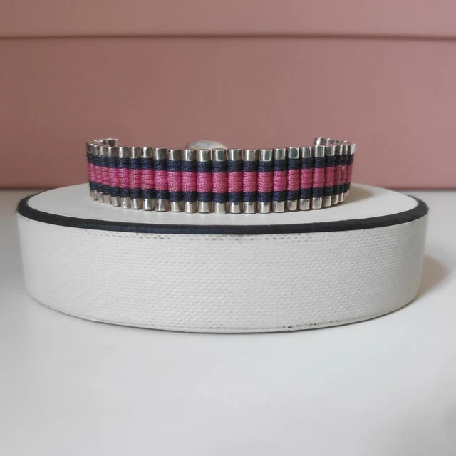 LINKS OF LONDON Friendship Bracelet Pink and Navy Hallmarked with