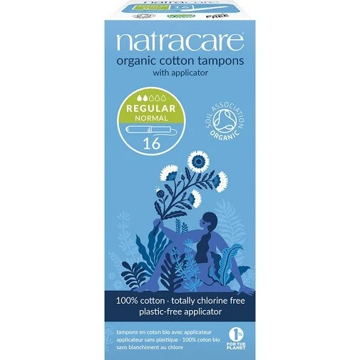 Tampones regulares de algodón orgánico Natracare con aplicador