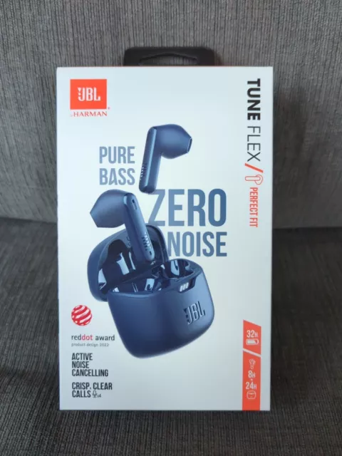 JBL Tune Flex True Wireless Noise Cancelling Earbuds - Blue *Open Box Clean*