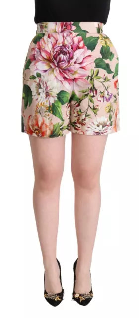 DOLCE & GABBANA Shorts Bermuda Pink Fiori Cotton Mid Waist IT40/US6/S RRP $800