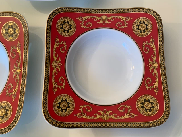 Versace Rosenthal Medusa Red Quadratisch Suppenteller