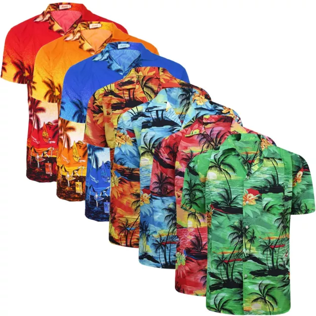 Mens Hawaiian Floral Shirt Rockabilly Surf Party Beach Holiday Print Stag Dance