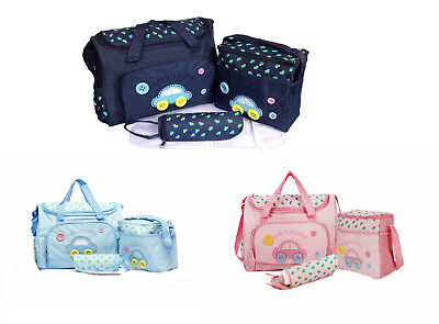4pcs Car Style Baby Nappy Changing Bags Cute as a Button Diaper Hospital Bag