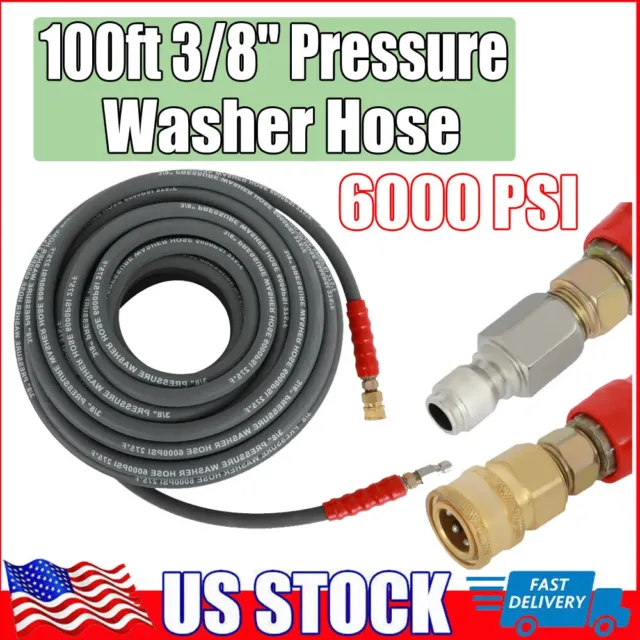 2 Wire Braid Non-Marking 6000psi Hot Water Pressure Washer Hose 3/8" x 100ft