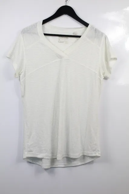 Kathmandu Women's White with Stripes Quick Dry Short Sleeve T-Shirt Size 16