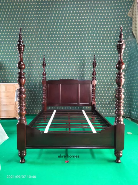 BESPOKE ~ 5'  Dark Mahogany Dutch Style Designer Four Poster canopy tester Bed