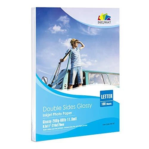 Premium Double Sides glossy 8.5x11, 260gsm,100 count pack, Letter Size photo pap
