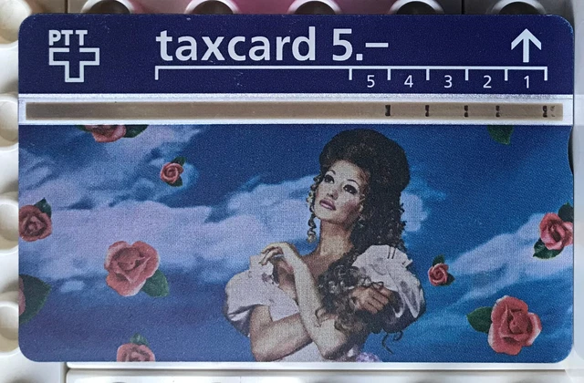 PTT p-taxcard "Frau mit Rosen“ Telefonkarte 
