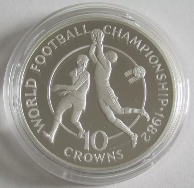 Turks & Caicos Islands 10 Crowns 1982 Football World Cup in Spain Keeper Silver