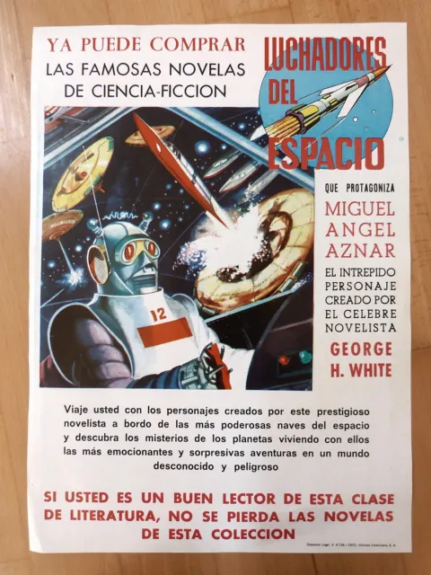 Poster,Cartel Publicitario Tebeos,Luchadores del Espacio Aznar,Valenciana 1973