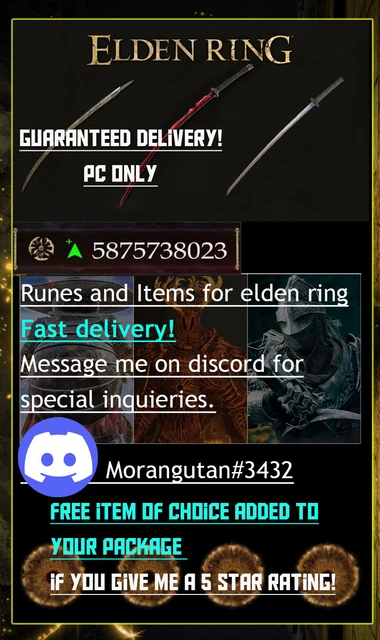 ELDEN RING ELDEN Runes 10-1000 Million+ Any weapon PC Fast Delivery £4. ...
