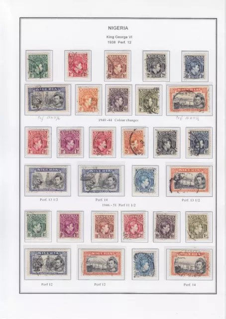 Nigeria 1938/1951, Sg 49/59 & Varieties, 30 Stamps, Used Fine