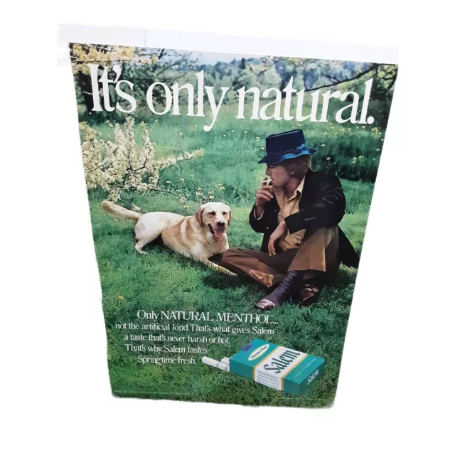 Vintage 1972 Salem Cigarettes Man and Dog Original Ad epherma