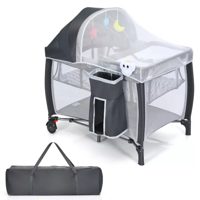 3 IN 1 Portable Baby Travel Cot Foldable Portacot Bassinet Infant Crib Bed