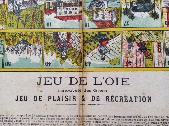 Plateau De Jeu De L'Oie Ancien Vers 1900 - Jeu De Société Vintage Renouvelé Des Grecs - Carton