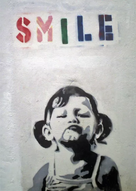 Banksy Smile Girl Canvas Picture Poster Print Wall Art Unframed #A22