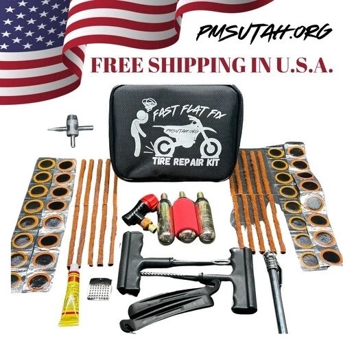 TRAIL ATV UTV Tire Repair Kit Tube Patch Plug CO2 Cartridge Inflator