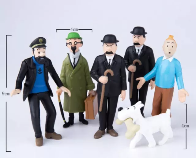 Lot De 6 Figurines Tintin 10 Cm En Résine Pour Collectionneur