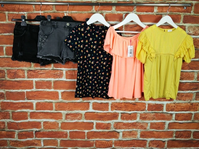 Girls Bundle Age 9-10 Years River Island Zara Etc Black Denim Shorts Tops 140Cm