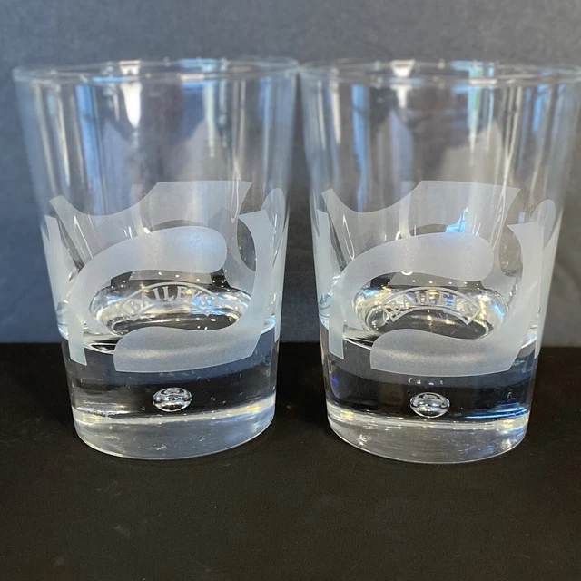 Baileys irish cream  bubble based etched swirl frosted two drinking glasses used