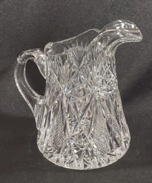 ABP Hawkes Gladys Pattern 4 In Cut Crystal Creamer Pitcher Signed