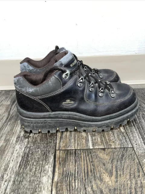 Vintage Skechers Jammers Shoes Womens 10 Y2K Brown Leather Chunky Platform