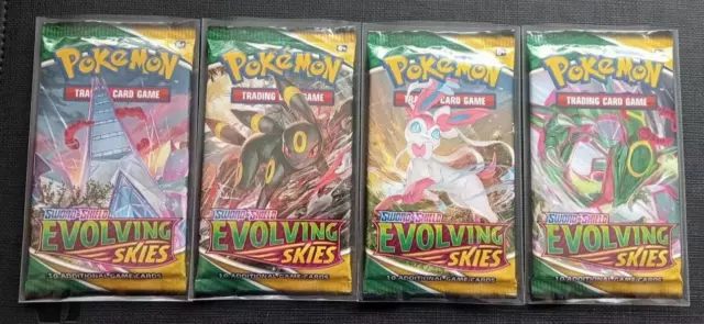 Pokemon SWSH Evolving Skies BRAND NEW Booster Pack COMPLETE ARTWORK - 4 PACKS #2