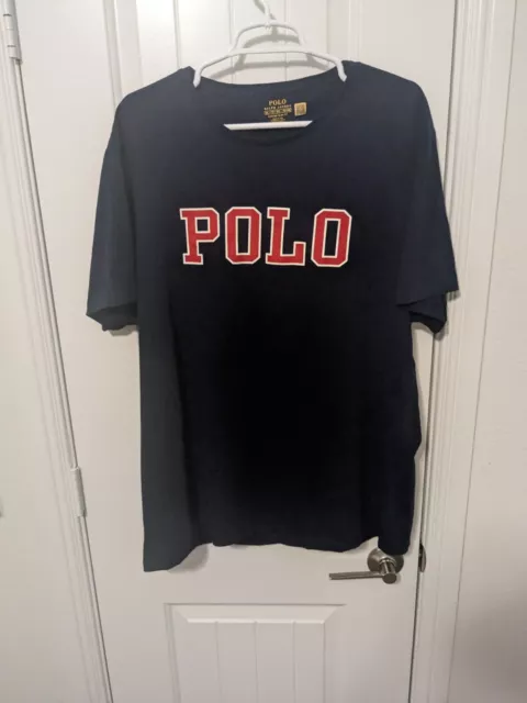 Polo Ralph Lauren Navy Blue Spell Out Graphic Slim Fit, Men's XXL