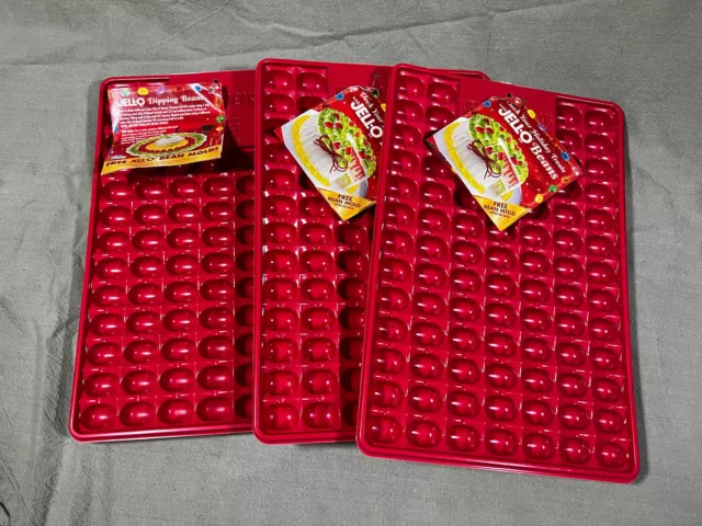 Lote de 3 mini bandeja de molde de gelatina roja huevo/frijol JELL-O