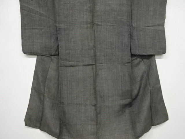 6393315: Japanese Kimono / Antique Hitoe Mens Kimono / Tsumugi / Woven Stripes