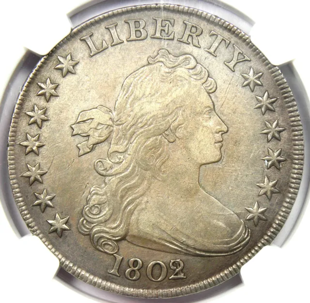 1802/1 Draped Bust Silver Dollar $1 Coin - Certified NGC XF Detail (EF) - Rare!